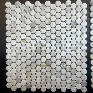 Calacatta Gold Marble 1'' Pennyround Polished Mosaic Tiles