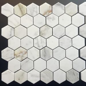 Calacatta Gold Marble 2'' Hexagon Polished Mosaic Tiles